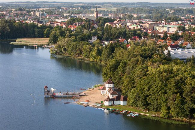 Olecko, panorama od strony N z widokiem na centrum miasta. EU, Pl, Warm-Maz. Lotnicze.